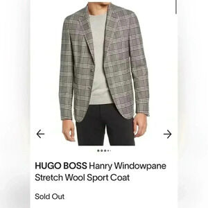 Hugo Boss Hanry Windowpane Stretch Wool Sport Coat
New With Tag